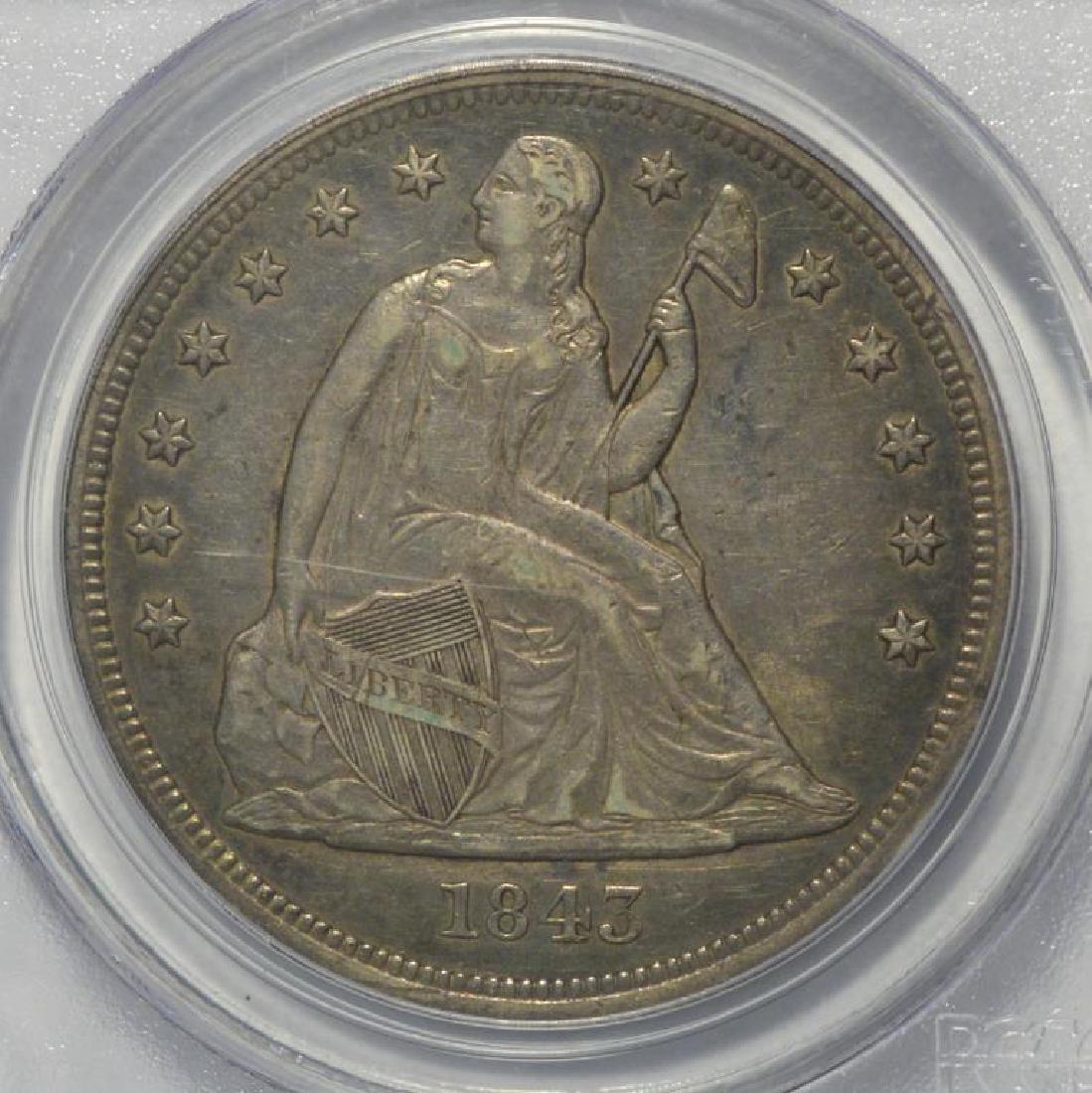 1843 Liberty Seated Silver Dollar PCGS AU 50 (1 of 3)