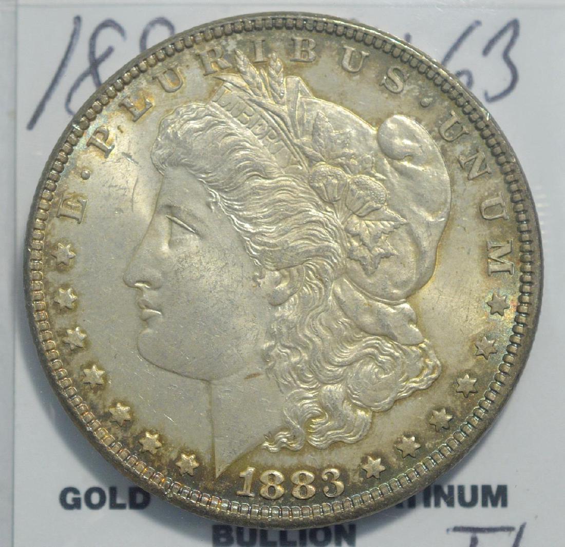 1883 Morgan Silver Dollar BU-63 Great Color (1 of 3)