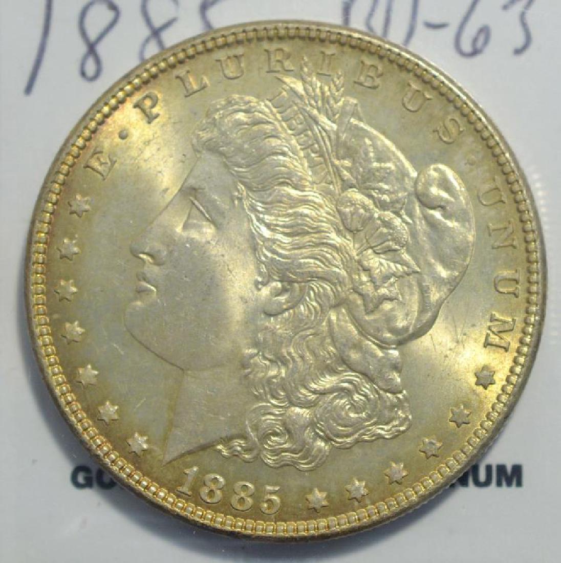 1885 Morgan Silver Dollar BU 63, Nice Color (1 of 3)