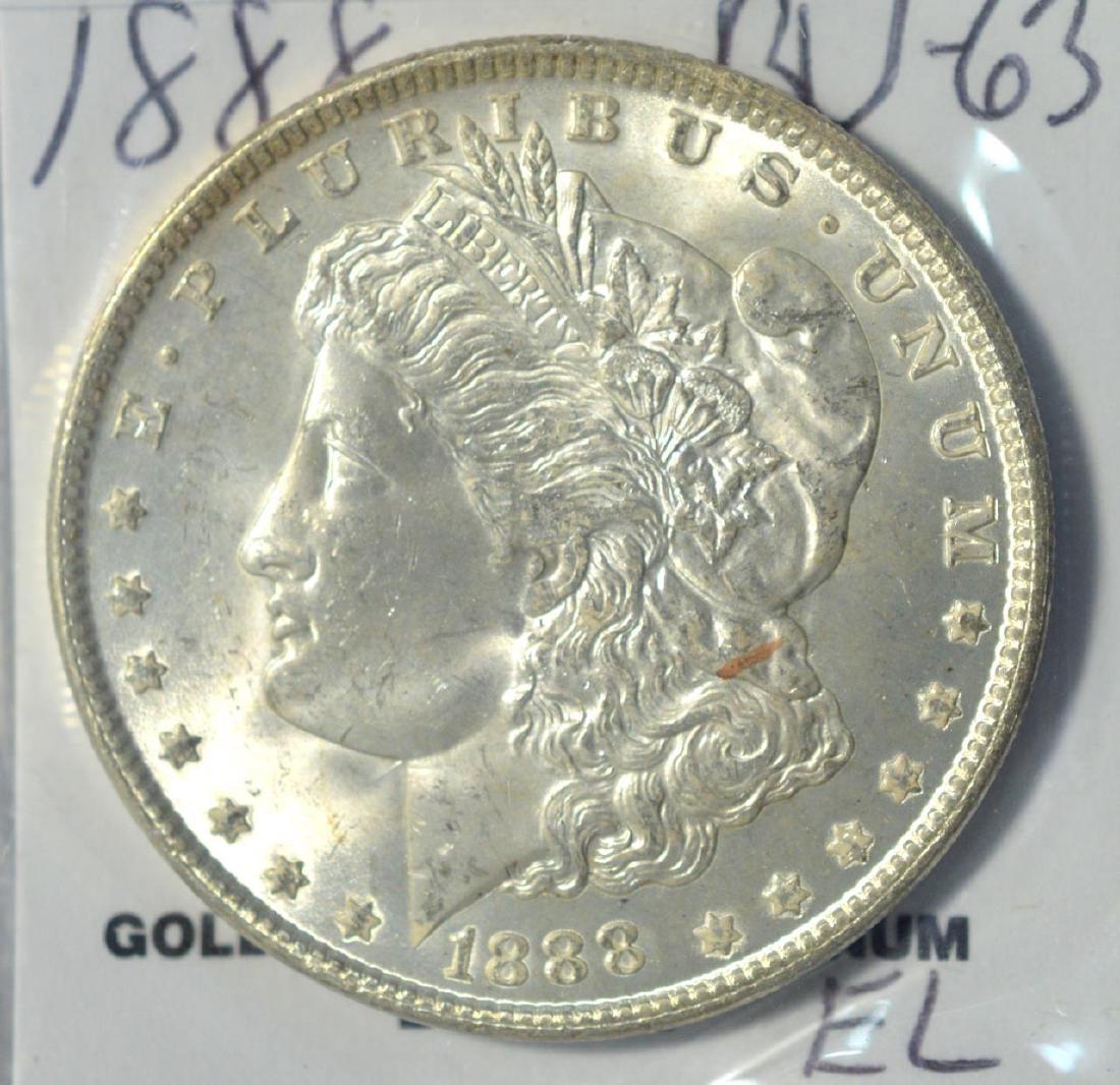 1888 Morgan Silver Dollar BU 63 (1 of 3)