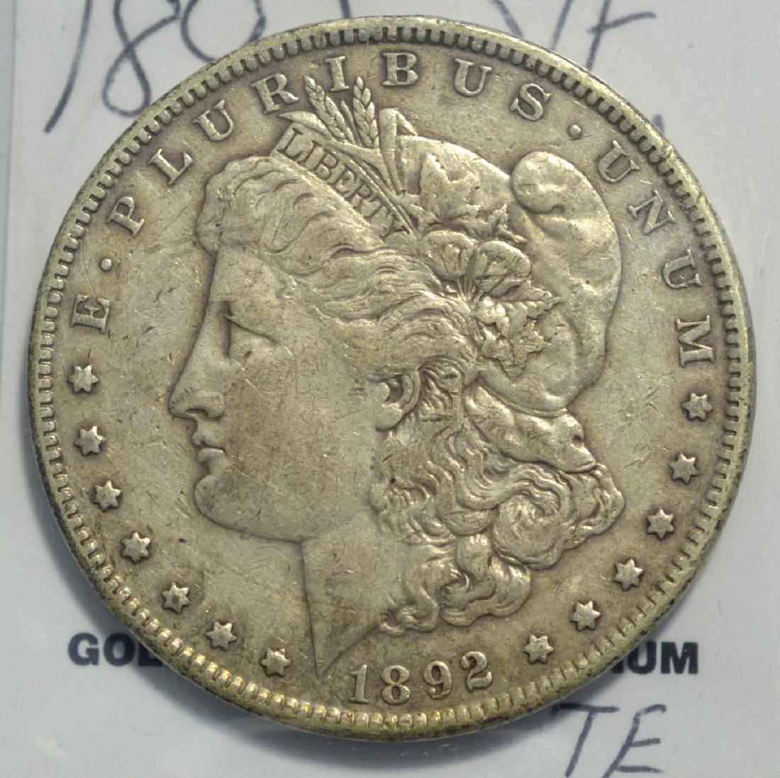 1892 Morgan Silver Dollar VF Scratched (1 of 3)