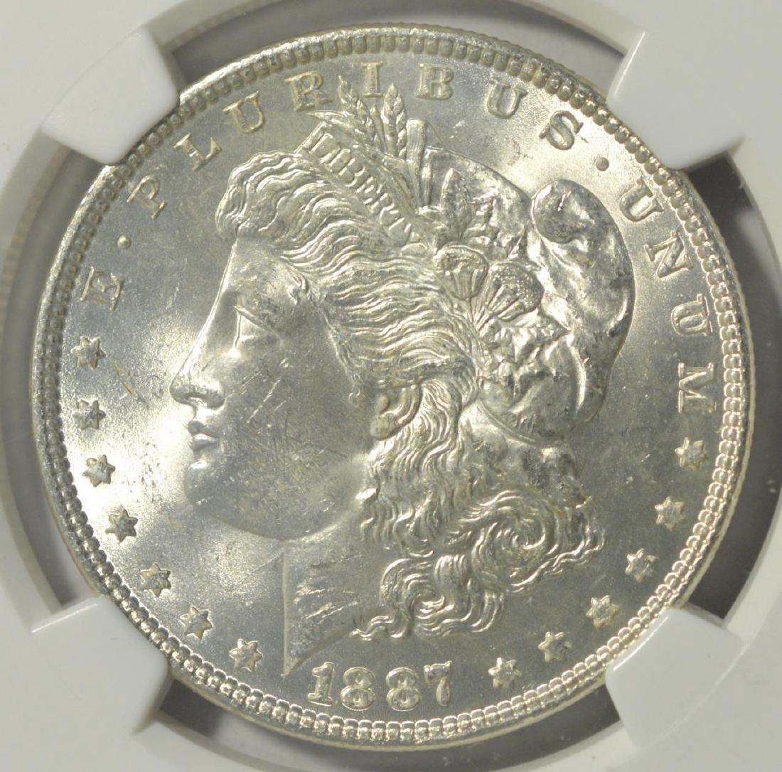 1887 Morgan Silver Dollar NGC MS63 with Flag Label (1 of 3)