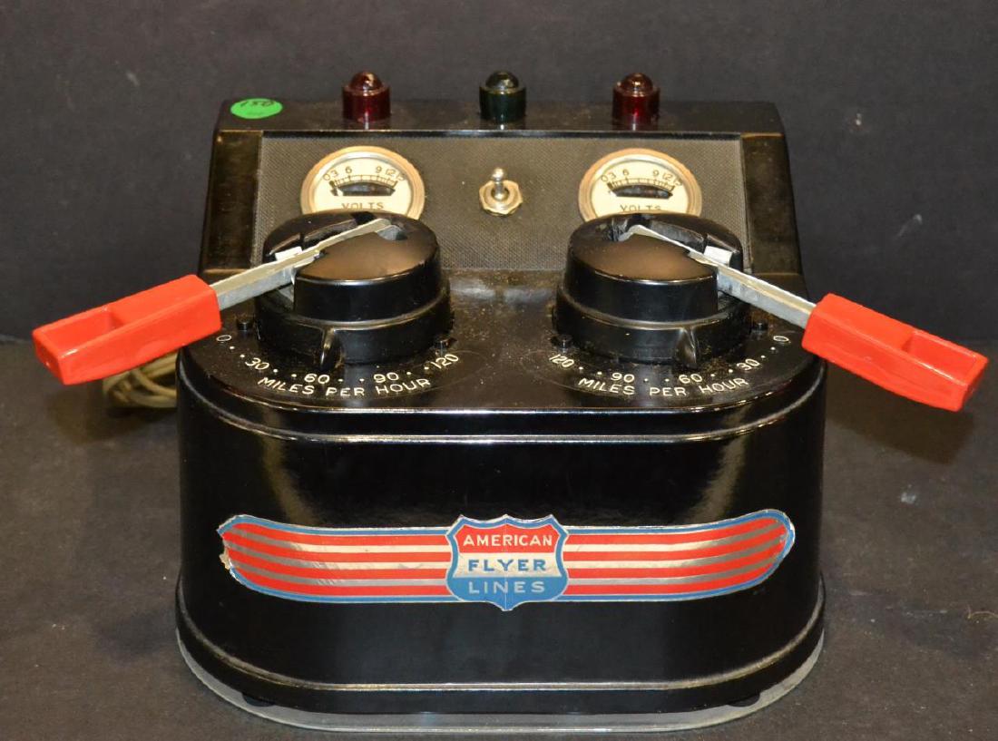 American Flyer S Train Transformer 22080 with Box: Late 1950's Vintage Gilbert American Flyer "S" Train Twin/Dual Controller Transformer 22080 in the Box, 300 watt transformer with circuit breakers for 110-120 volts 60 cycle, Alternating current only.
