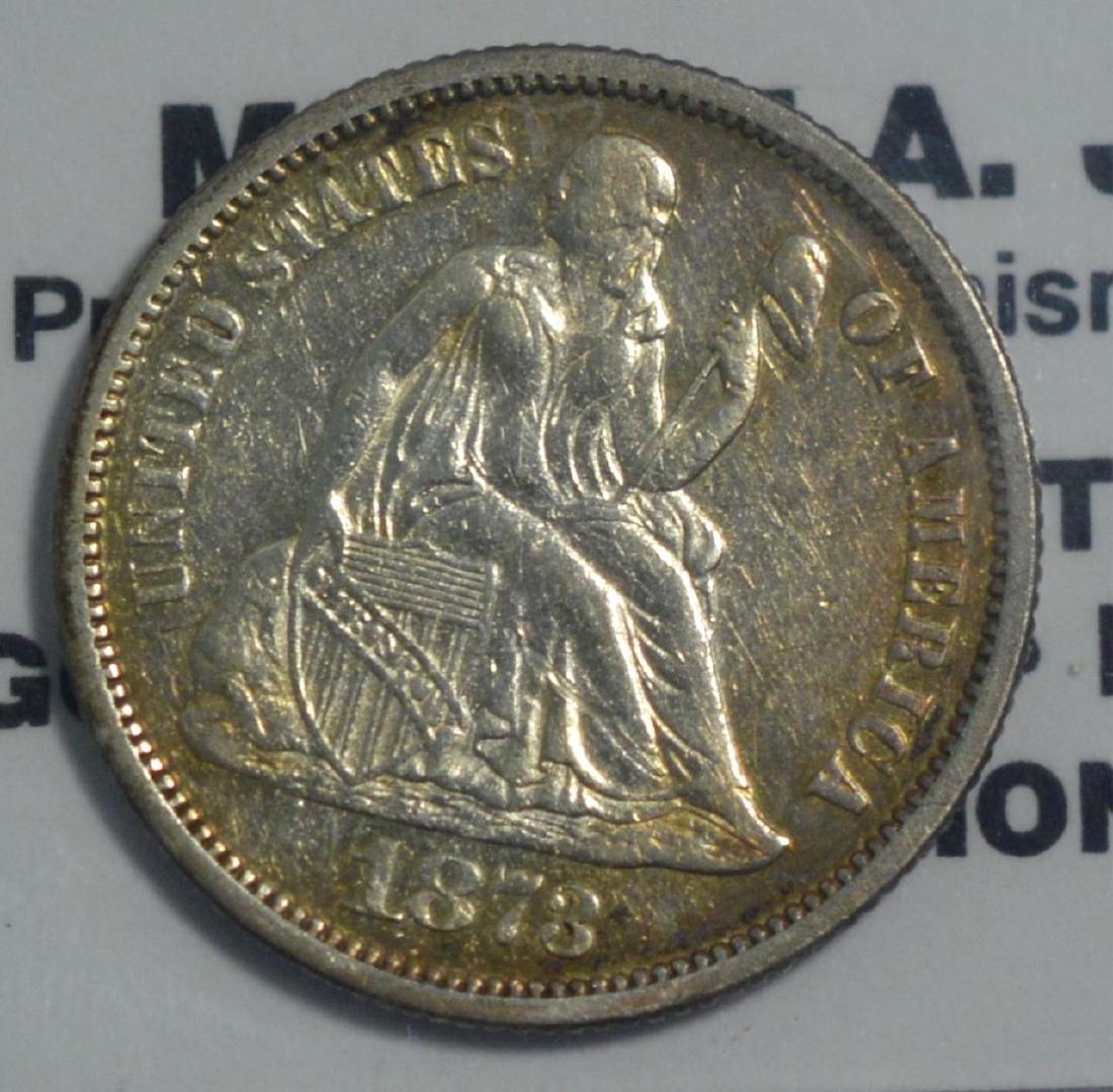 1873 Open 3 Seated Liberty Dime AU (1 of 3)