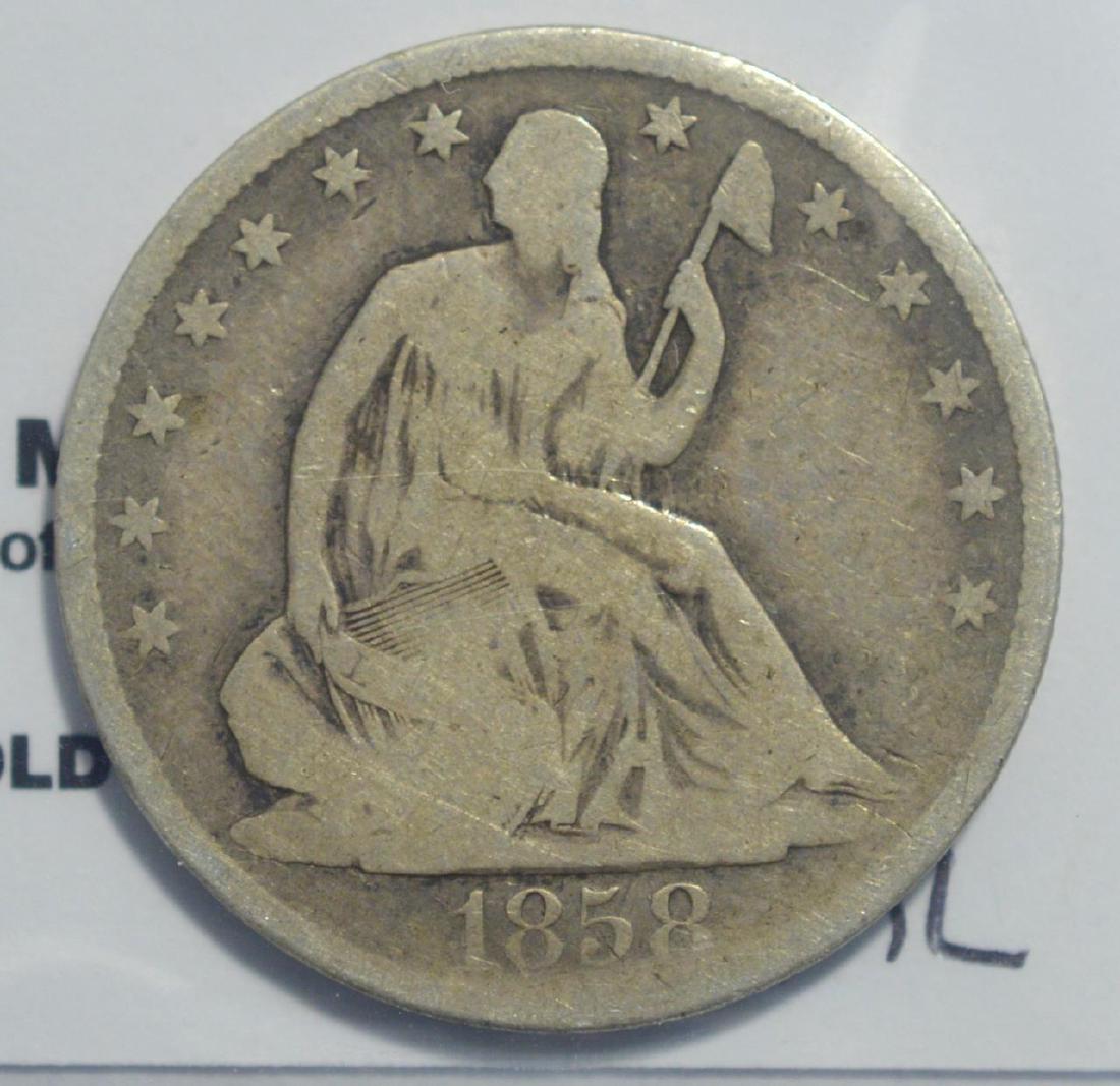 1858-O Seated Liberty Half Dollar VG (1 of 3)