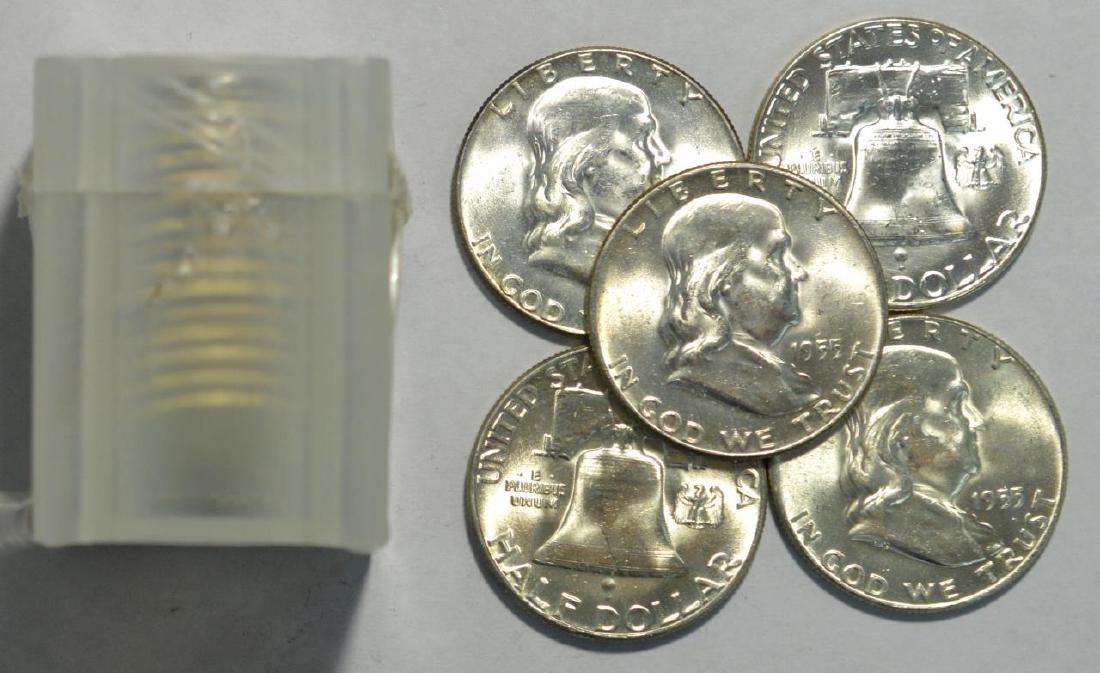 1955 Franklin Half $1 20pc. Original GEM BU Roll (1 of 1)