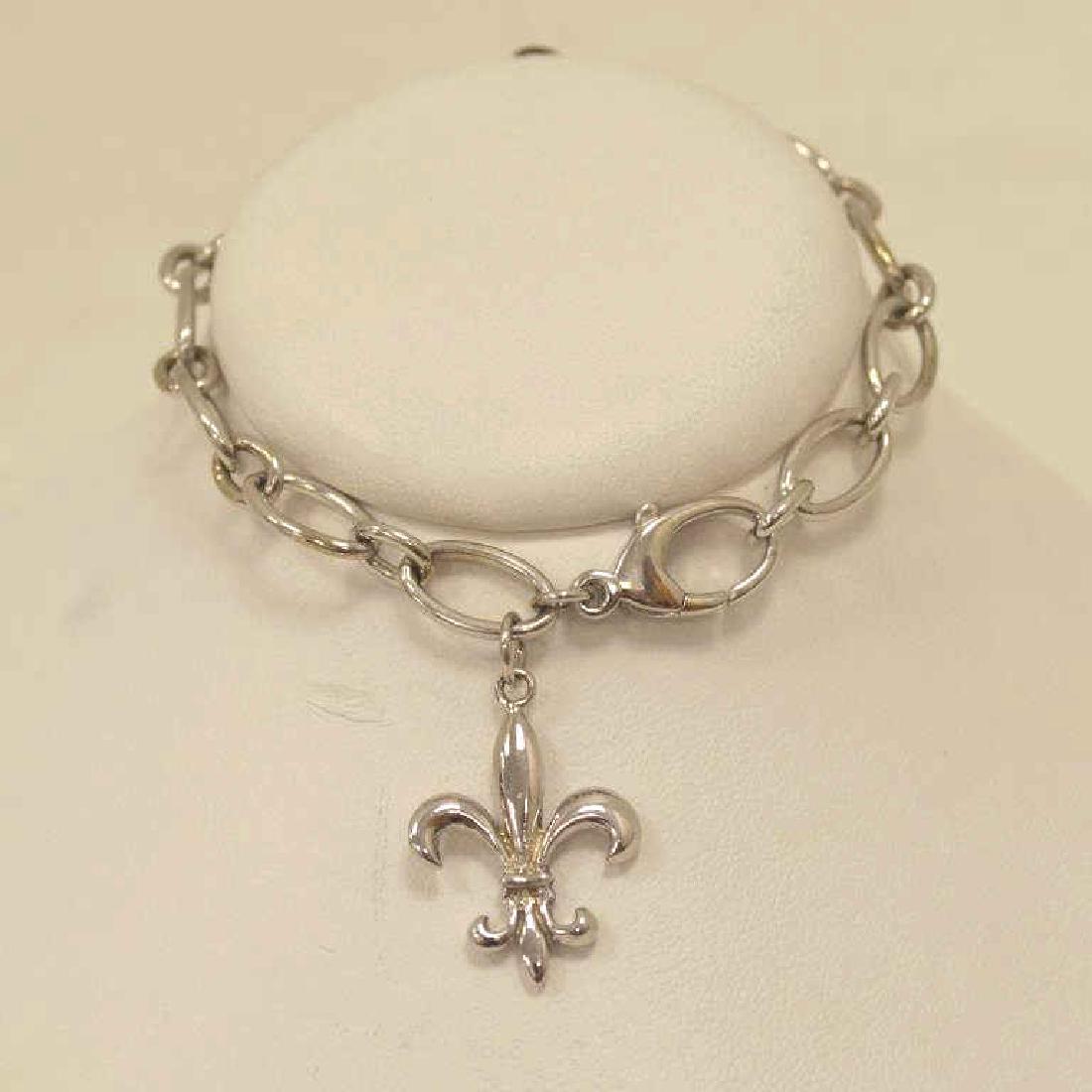 14kt white gold fleur de lis charm bracelet (1 of 3)