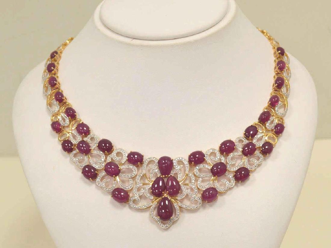 Sterling Silver Ruby and Diamond necklace (1 of 6)