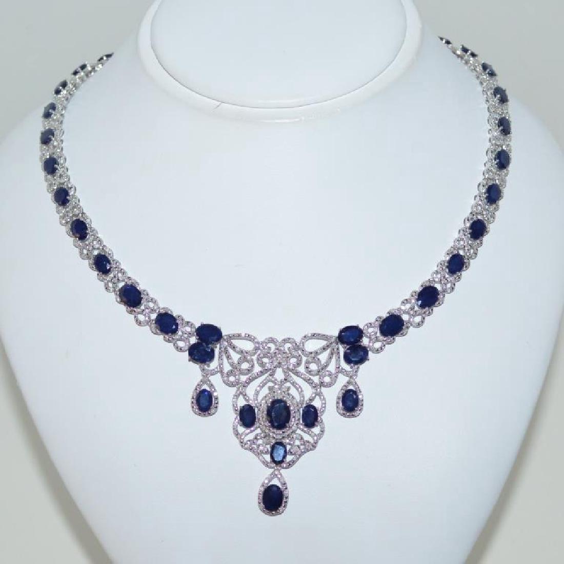 Sterling Silver sapphire and diamond necklace (1 of 5)
