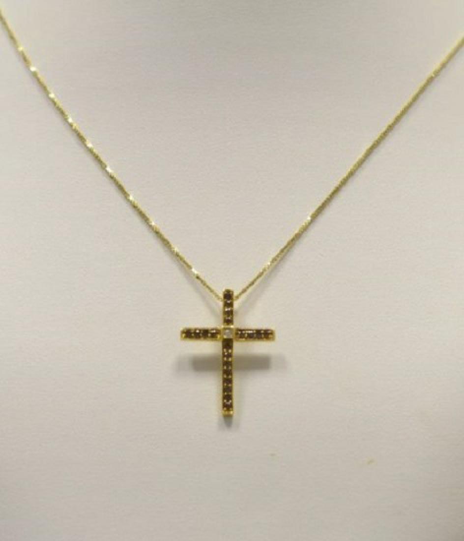 Yellow gold mocha diamond cross by Cordova (1 of 3)