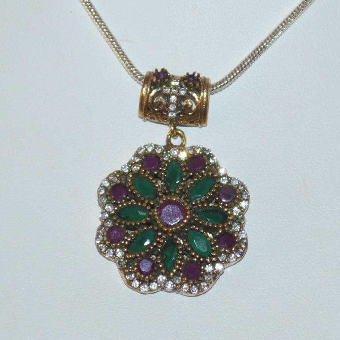 Sterling Silver opaque emerald and ruby pendant (1 of 3)
