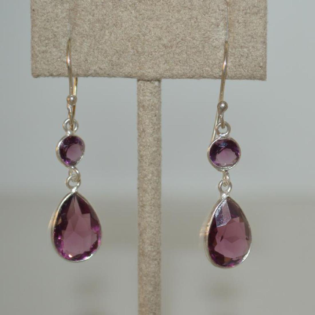Sterling Silver amethyst drop earrings (1 of 4)