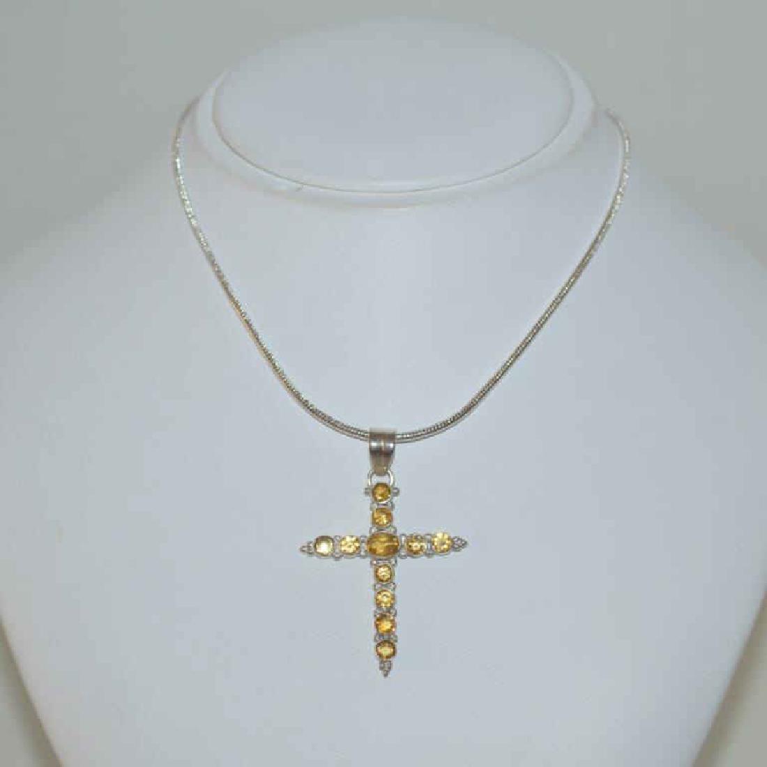 Sterling Silver citrine cross pendant (1 of 3)