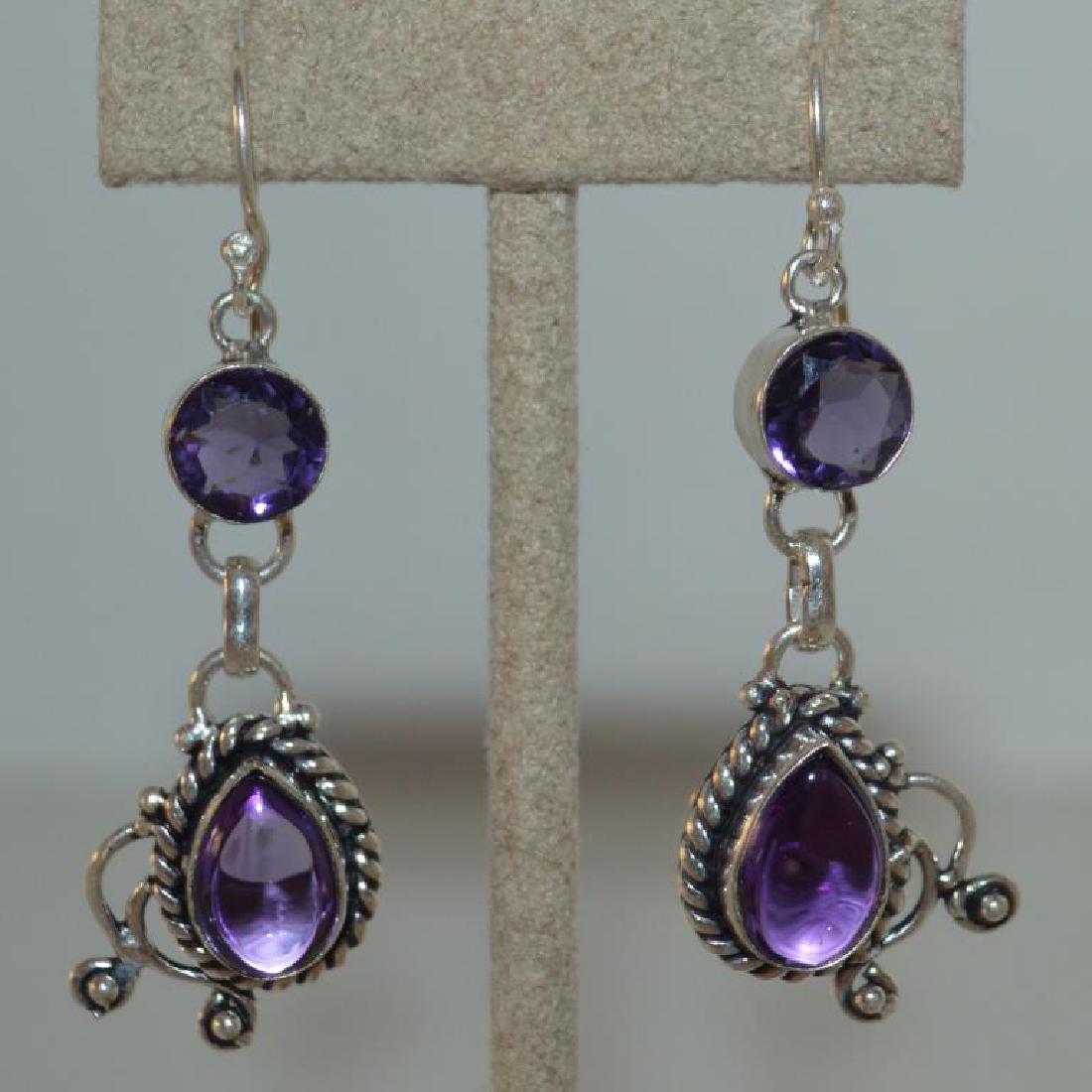 Sterling Silver amethyst drop earrings (1 of 4)