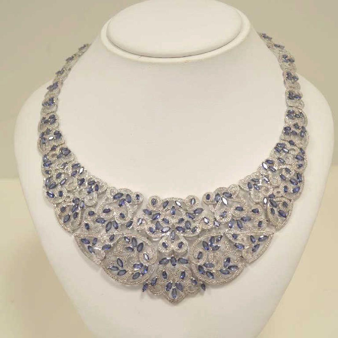 Sterling Silver tanzanite and diamond necklace (1 of 5)