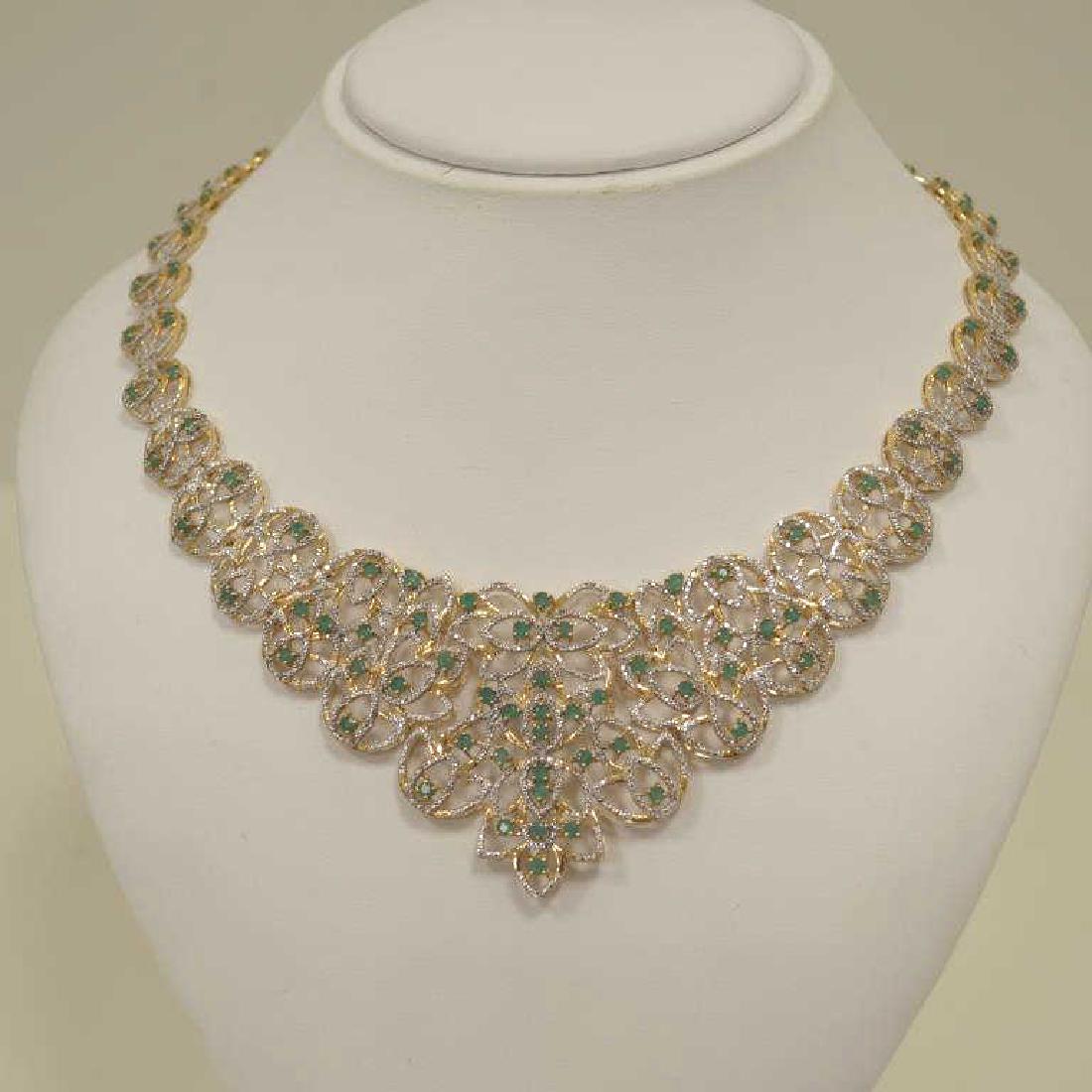 Sterling Silver Emerald and Diamond necklace (1 of 5)