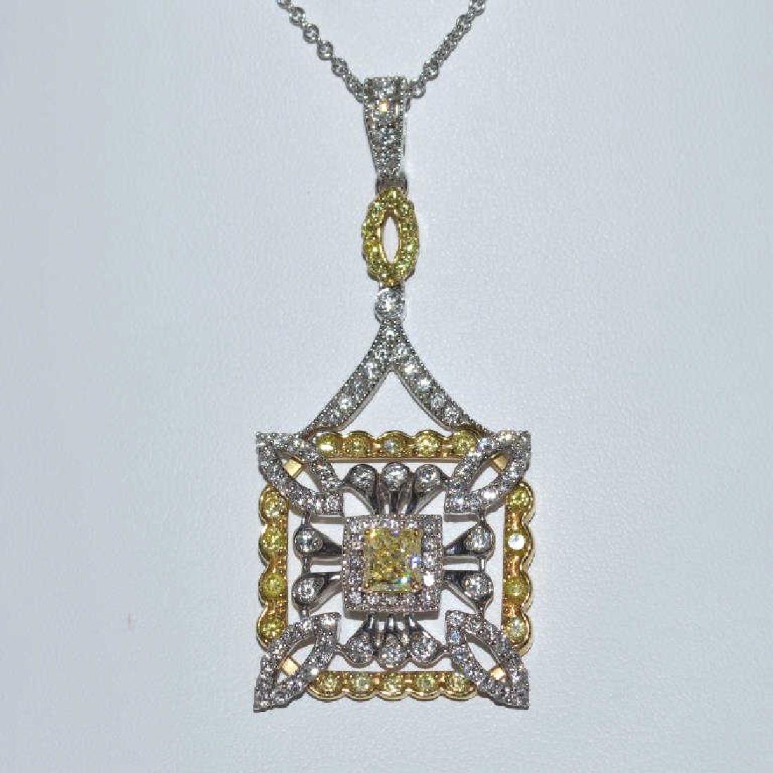 18kt white gold, yellow and white diamond necklace (1 of 4)
