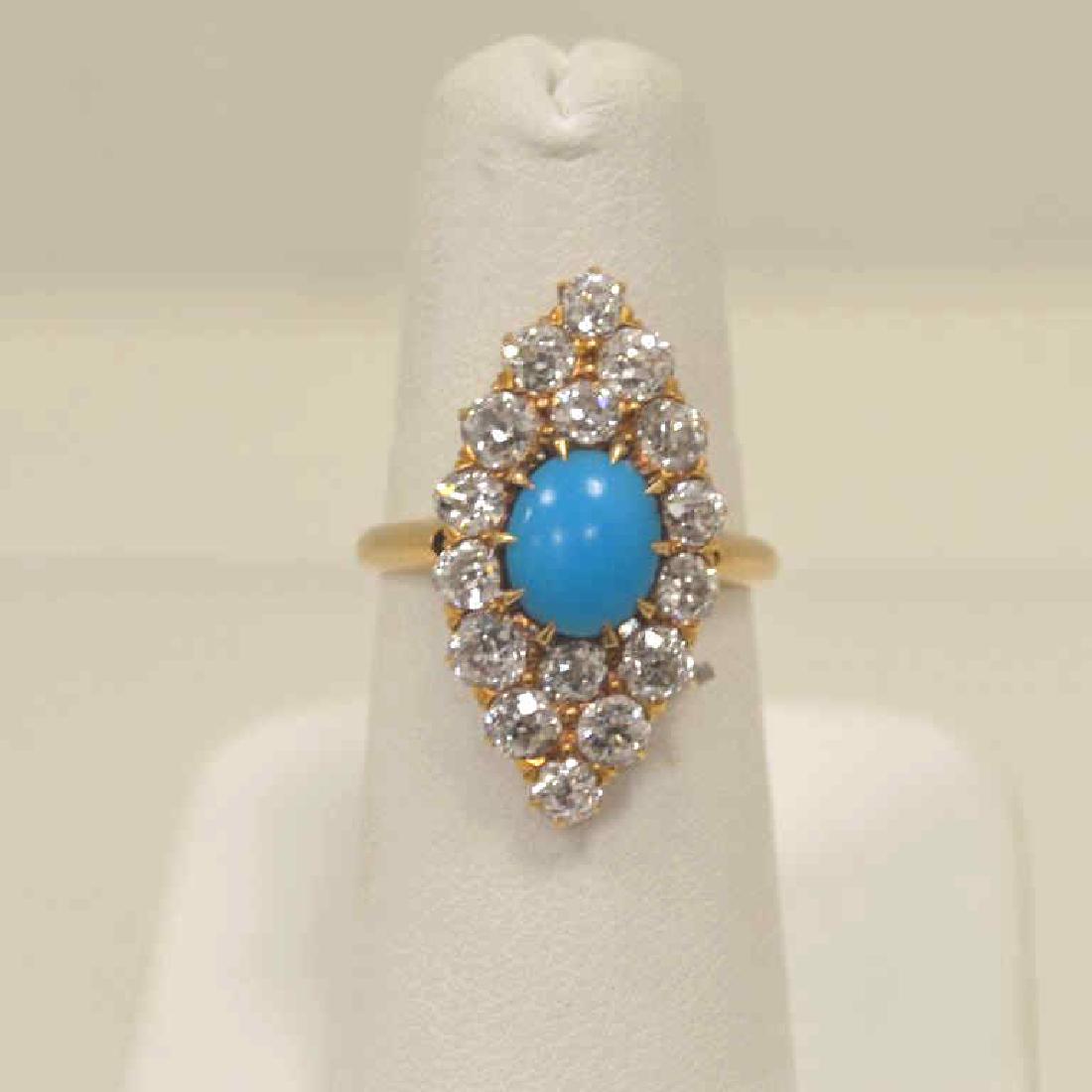 14kt yellow gold turquoise and diamond ring (1 of 5)