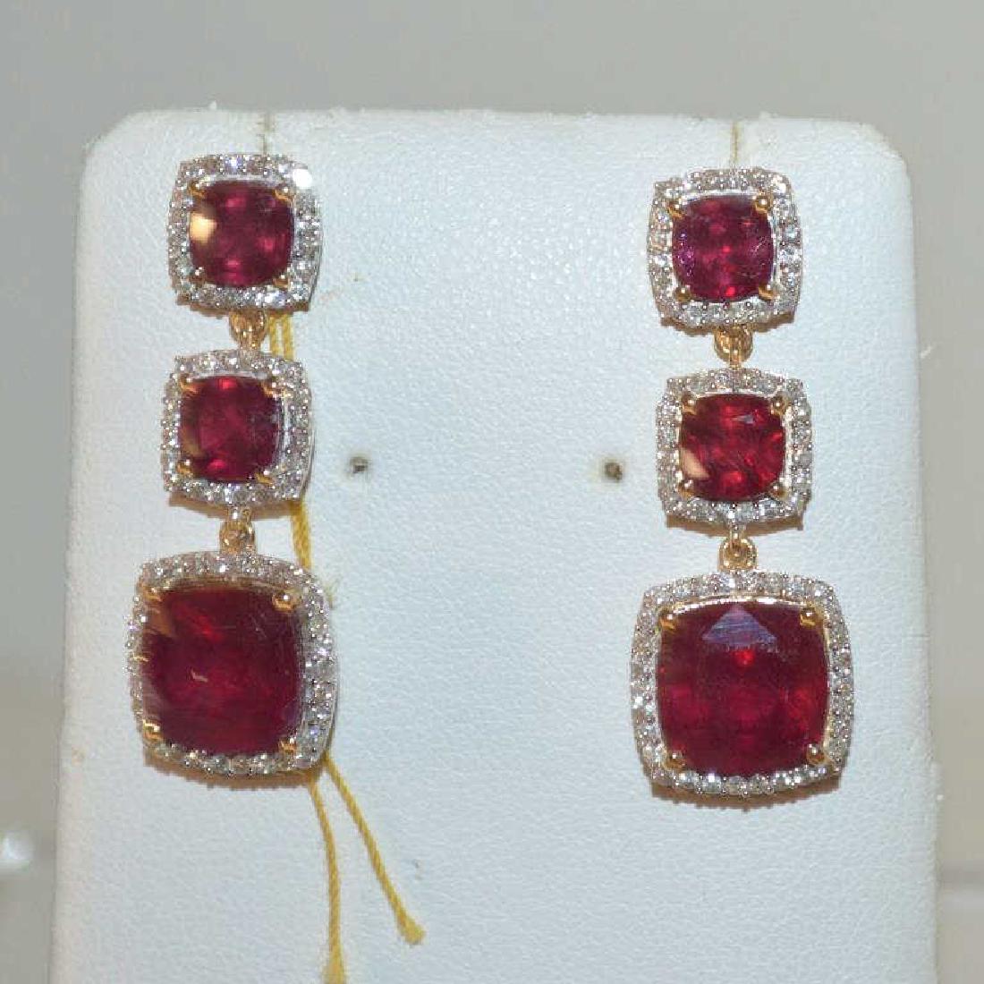14kt yellow gold ruby and diamond drop earrings (1 of 6)