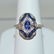 18kt white gold vintage style sapphire ring