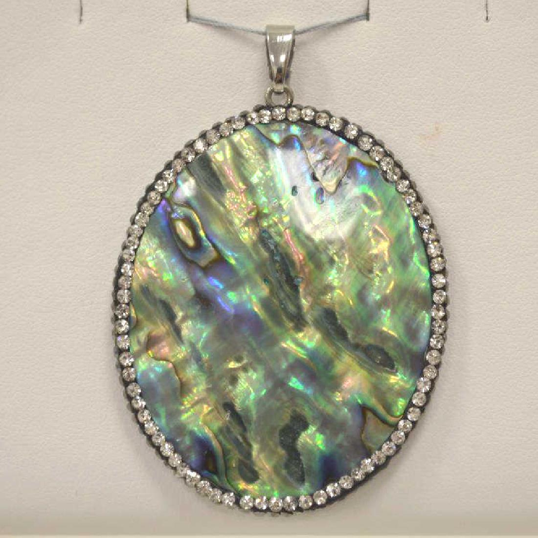 Pave Swarovski Crystal and Abalone Shell pendant (1 of 3)