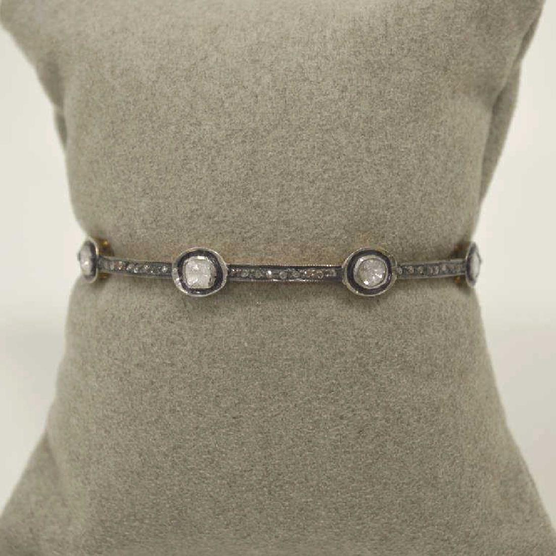 Sterling silver diamond bangle bracelet (1 of 4)