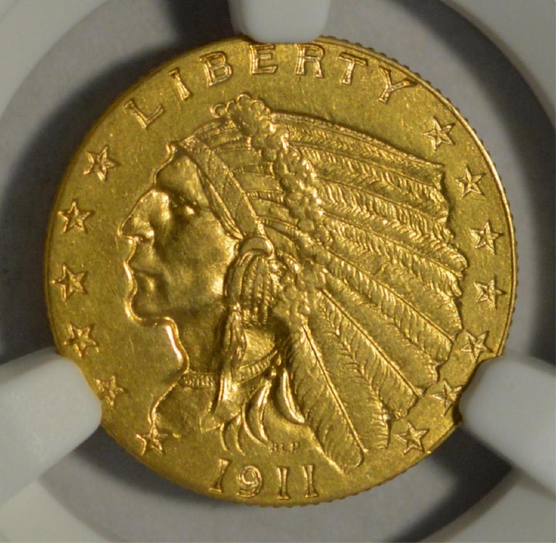 1911-D G$2.5 Indian Head Quarter Eagle NGC AU Det. (1 of 3)