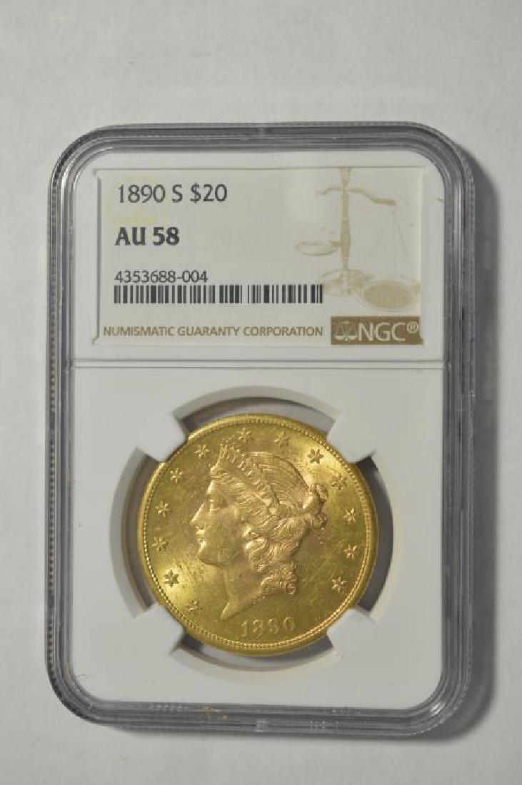 1890-S $20 Liberty Head Gold Double Eagle NGC AU58 (1 of 2)