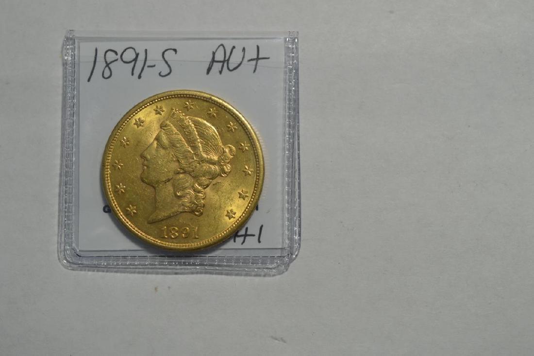 1891-S $20 Liberty Head Gold Double Eagle AU+ (1 of 2)