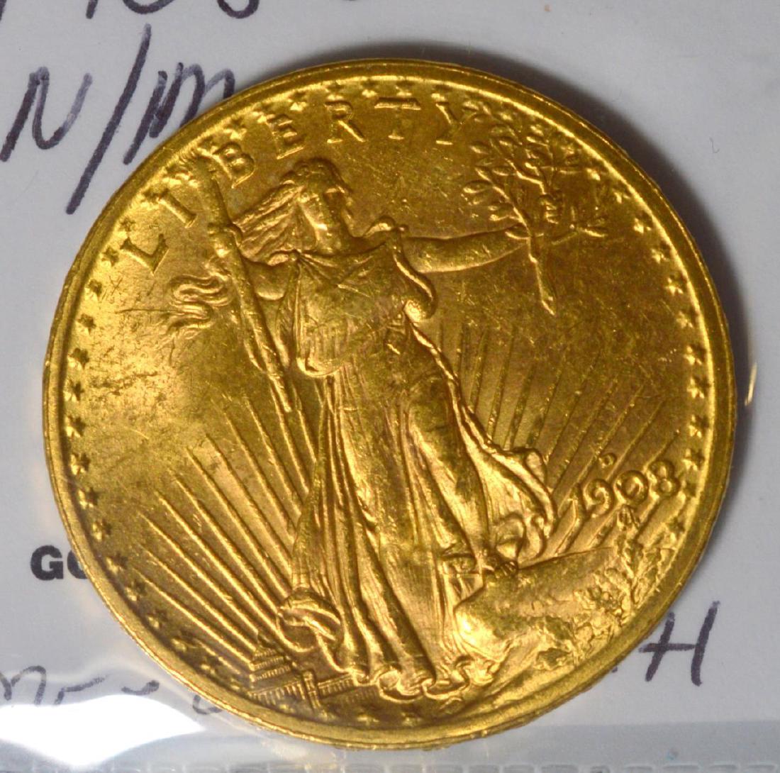 1908-D NM $20 Saint Gaudens Gold Double Eagle BU (1 of 3)