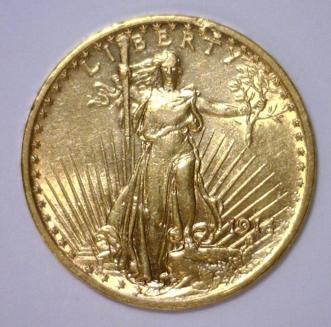 1914-S $20 Saint Gaudens Gold Double Eagle AU (1 of 2)