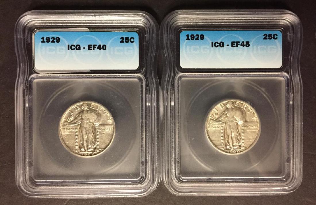 Two 1929 Standing Liberty Quarters ICG EF 40 45 (1 of 2)