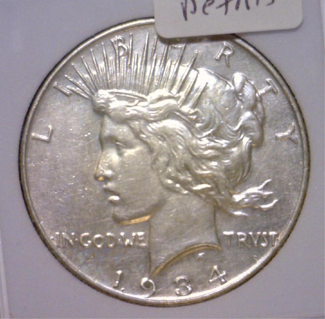 1934 Peace Silver Dollar AU Details (1 of 3)