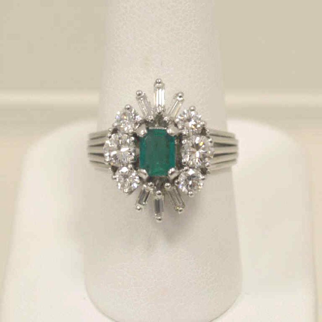 18kt white gold emerald and diamond ring (1 of 5)