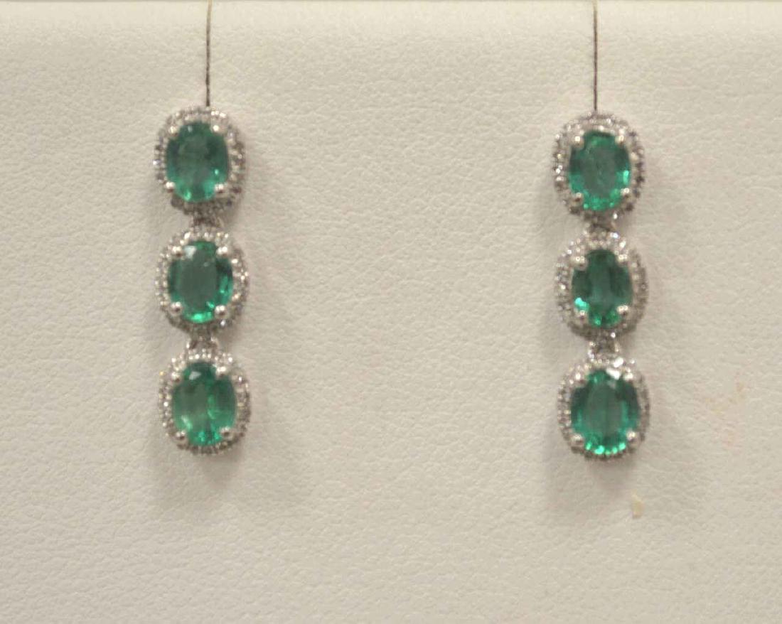 Platinum Emerald and Diamond Earrings (1 of 5)