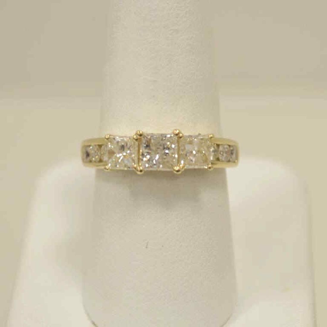 14kt yellow gold 3 stone diamond ring (1 of 5)