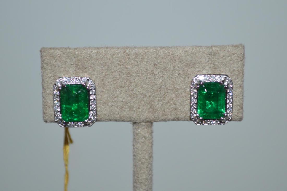Platinum emerald and diamond earrings (1 of 5)