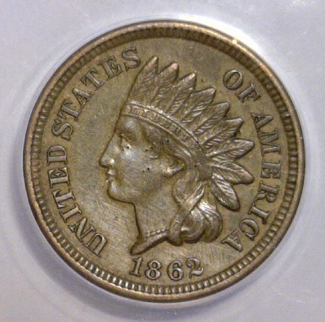 1862 Indian Head Cent ANACS AU58 Details (1 of 3)