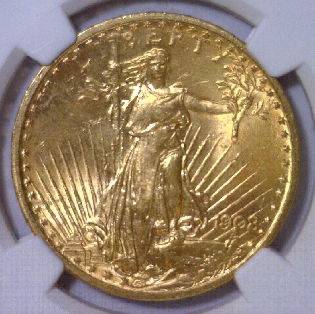 1908 $20 St Gaudens No Motto Double Eagle NGC MS63 (1 of 3)