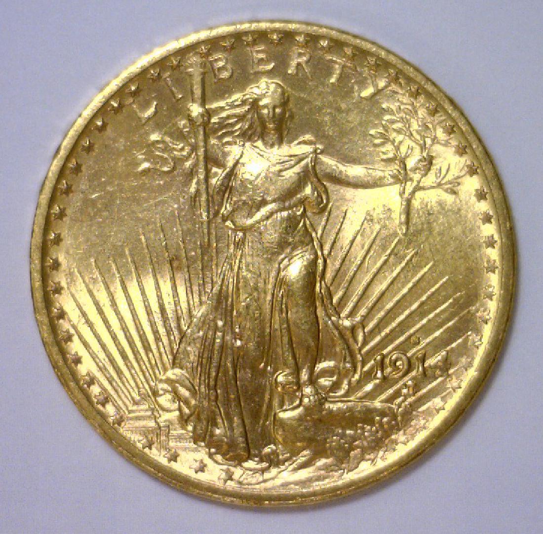 1914-S $20 Saint Gaudens Gold Double Eagle BU (1 of 2)