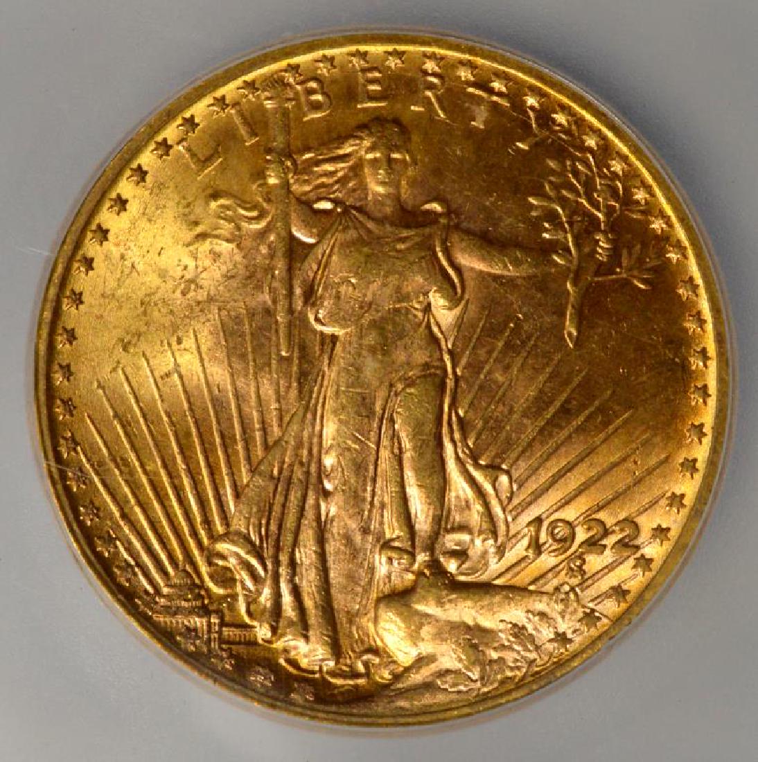 1922 $20 Saint Gaudens Gold Double Eagle ICG MS 63 (1 of 3)