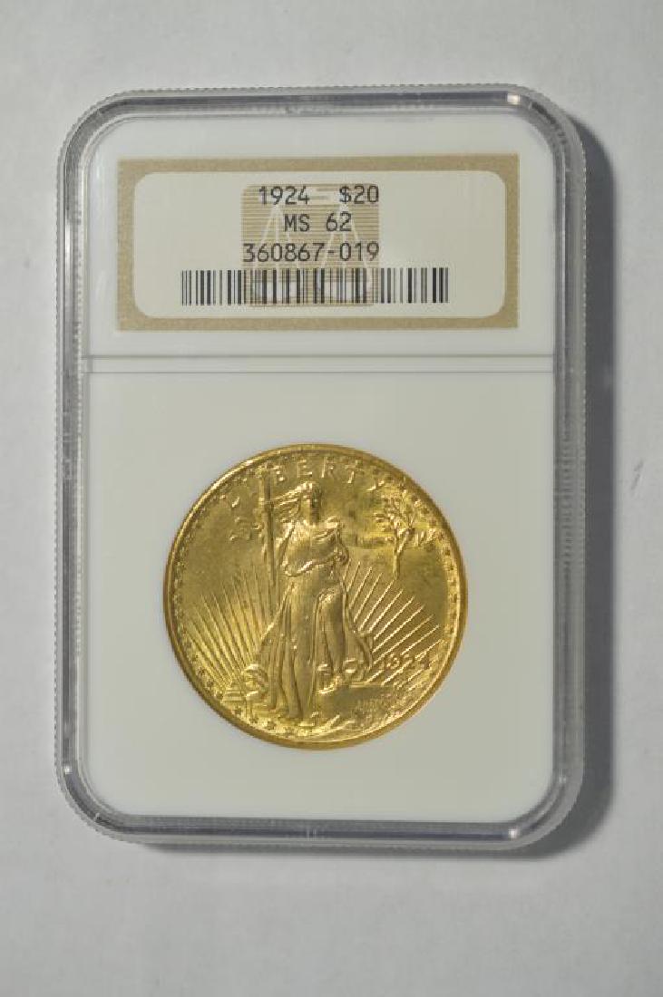 1924 $20 Saint Gaudens Gold Double Eagle NGC MS 62 (1 of 2)