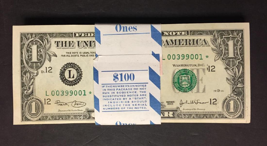 2003 $1 Dollar FRN Notes Pack 100 CU Consecutive (1 of 3)