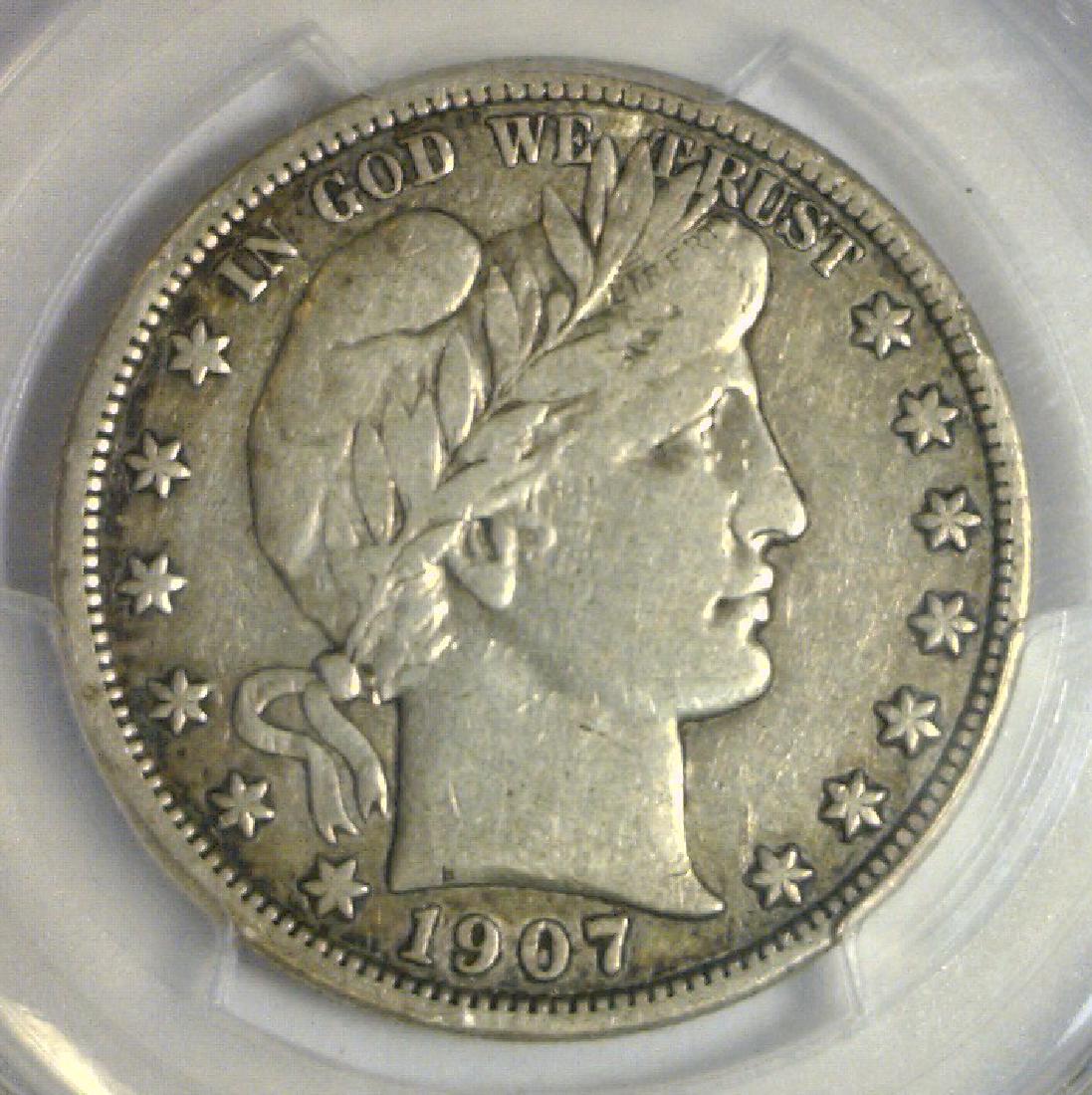 1907-D Barber Silver Half PCGS Very Fine VF25 (1 of 3)