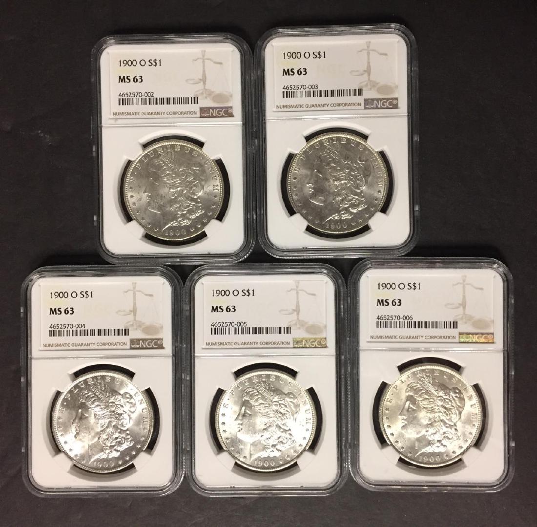 Investor Lot of 5 1900 O Morgan Silver $1 NGC MS63 (1 of 11)