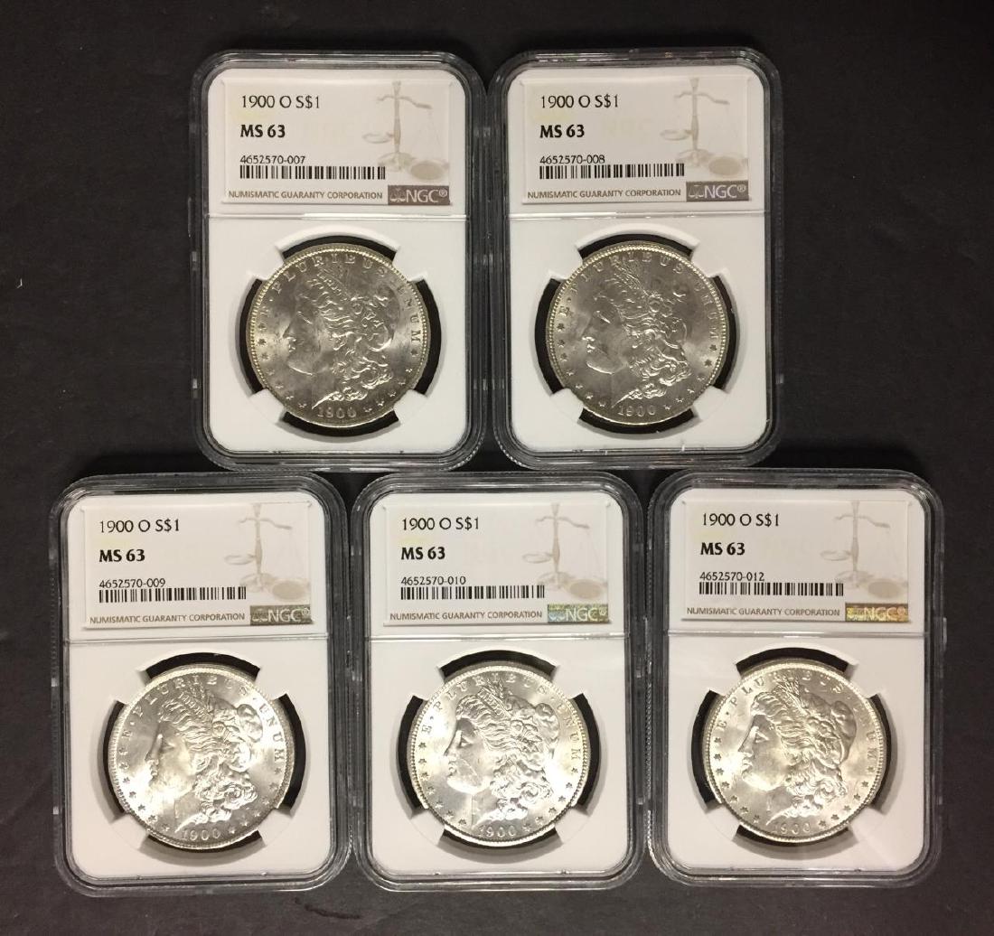 Investor Lot of 5 1900 O Morgan Silver $1 NGC MS63 (1 of 11)