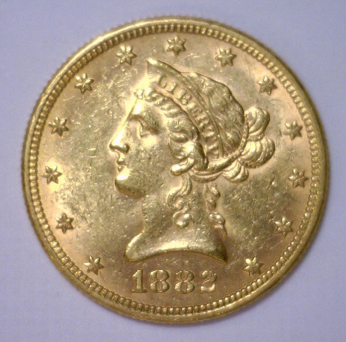 1882 $10 Liberty Gold Eagle AU+ About Uncirculated (1 of 2)