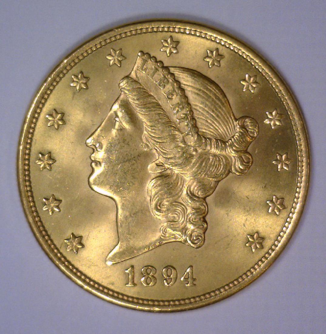 1894-S $20 Liberty Head Gold Double Eagle BU UNC (1 of 2)