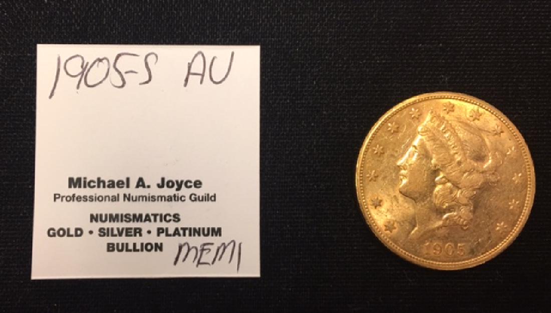 1905-S $20 Gold Liberty Double Eagle AU (1 of 2)