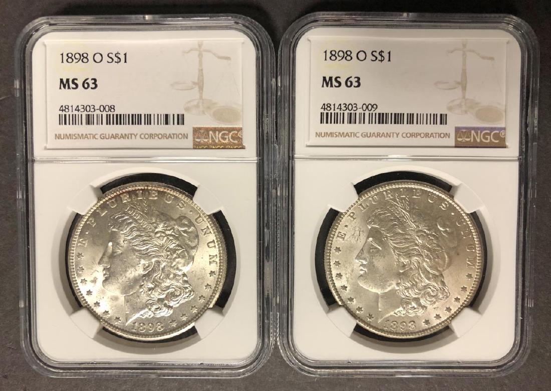 Pair of 1898-O Morgan Silver Dollar NGC MS63 (1 of 2)